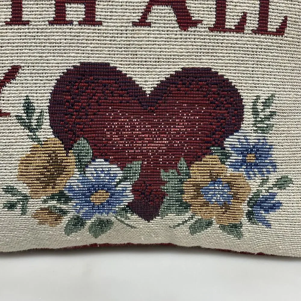 Tapestry Throw Pillow Love You w/ All My Heart Farmhouse Country Decor Accent